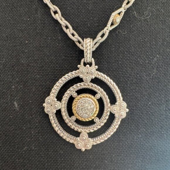 Brighton Mixed Metal Circular Pendant Necklace with Link Chain, 18" - Picture 2 of 6